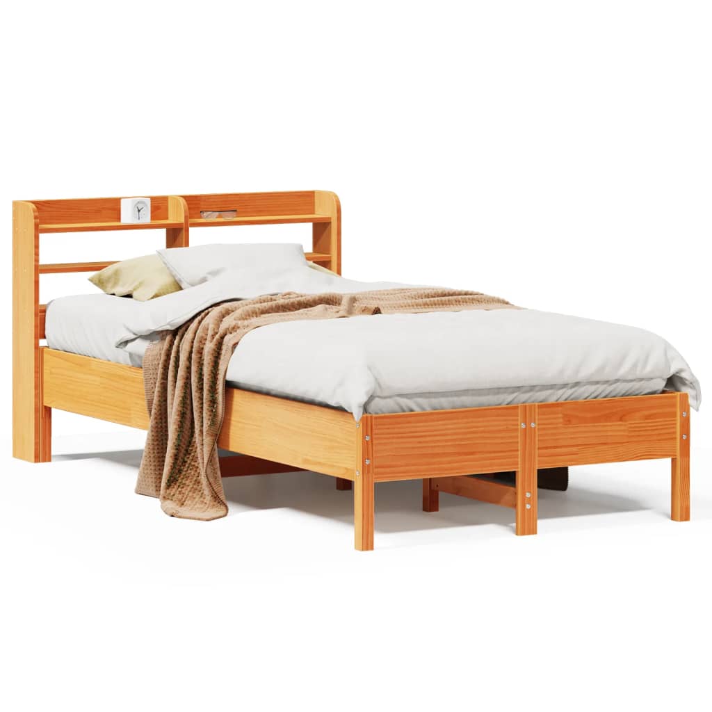 Bed Frame without Mattress Wax Brown 120x200 cm Solid Wood Pine